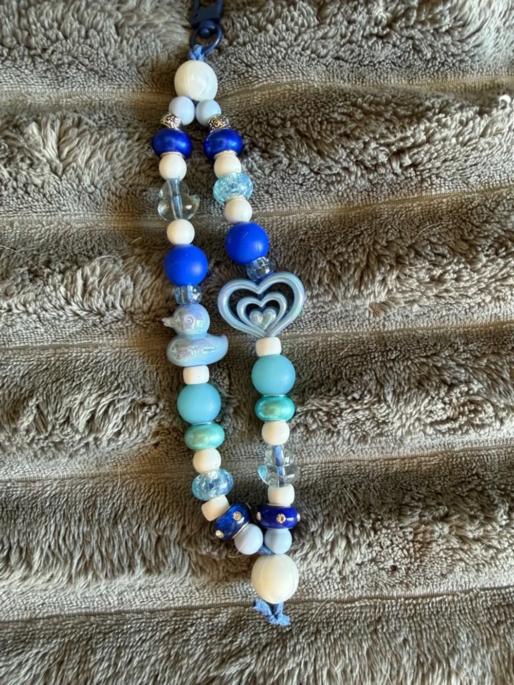 Blue Beaded Phone Charm Wrist Strap for Cell Phones